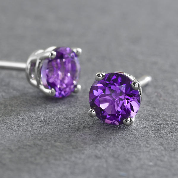Amethyst Studs In White Gold