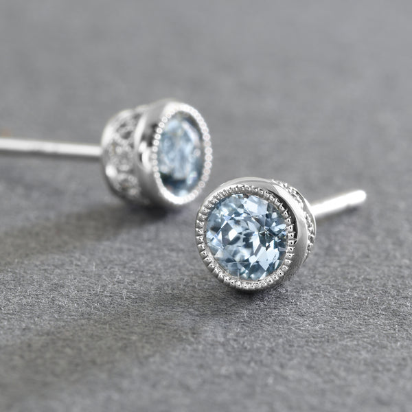 Bezel-Set Aquamarine Studs