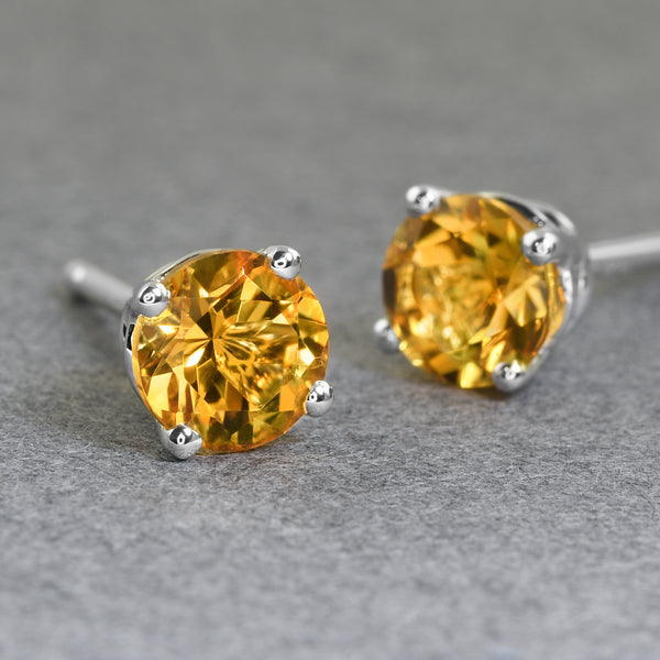Citrine Studs In White Gold