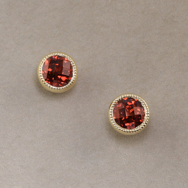 Bezel-Set Garnet Studs