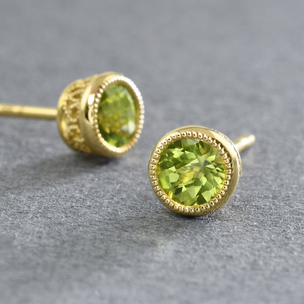 Bezel-Set Peridot Studs