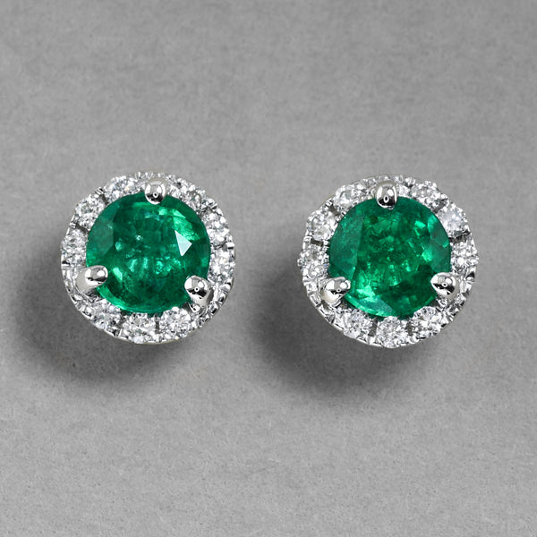 Emerald Studs With Diamonds