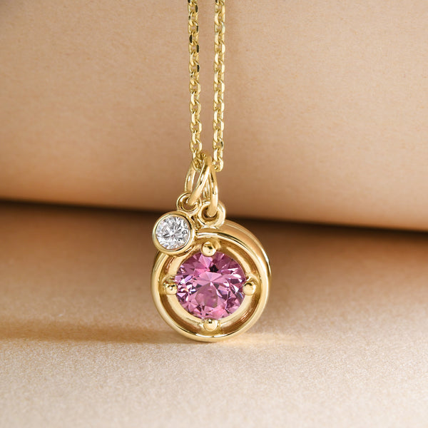 Spinel And Diamond Charm Necklace