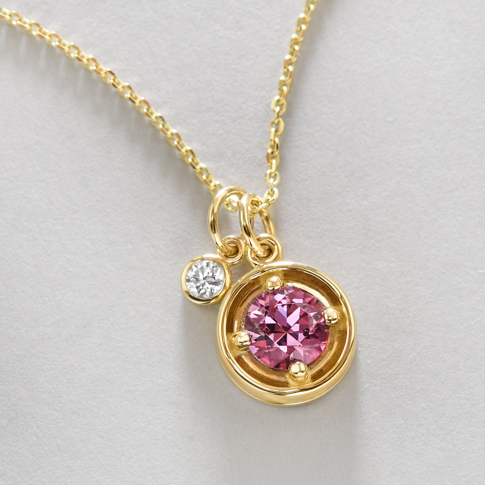 Spinel And Diamond Charm Necklace
