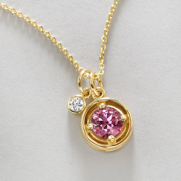Spinel And Diamond Charm Necklace