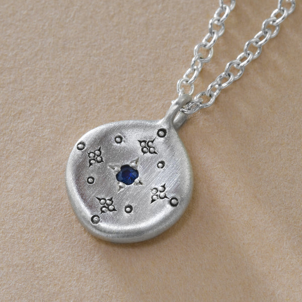 Handmade "New Moon" Blue Sapphire Charm Pendant