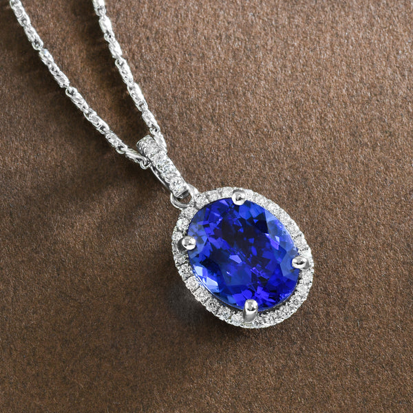 Tantalizing Tanzanite Halo Pendant