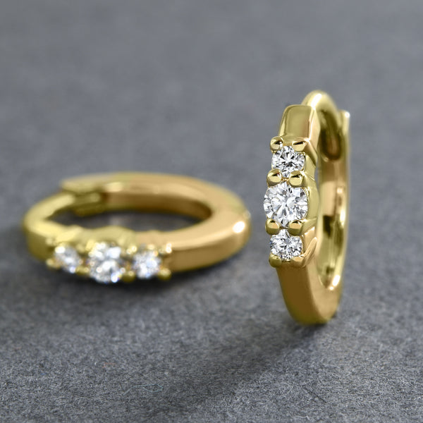 Very Tiny Triple-Diamond Earrings