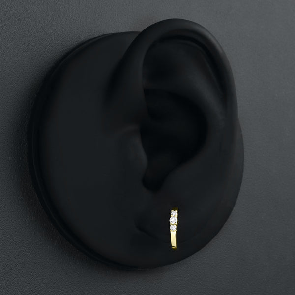 Very Tiny Triple-Diamond Earrings