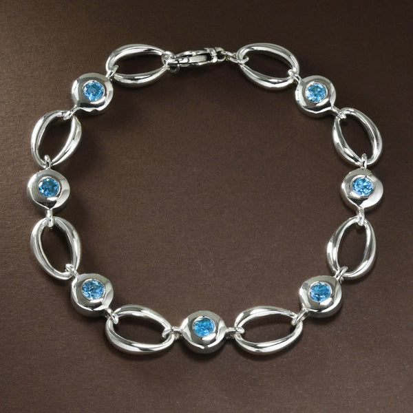 Bold Blue Topaz and Silver Bracelet