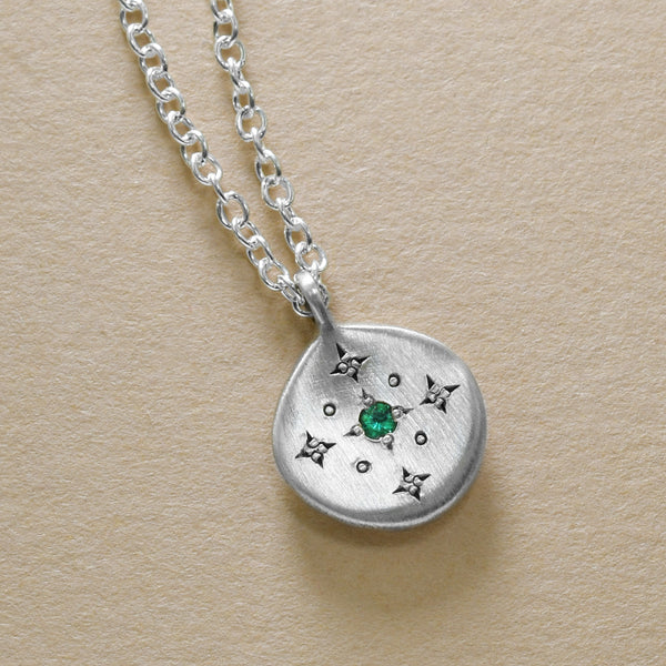 Handmade "New Moon" Emerald Charm Pendant