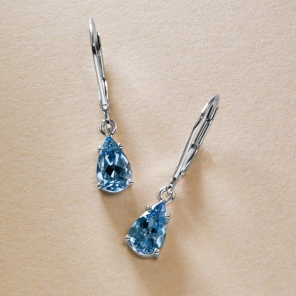 Vivid Aquamarine Drop Earrings