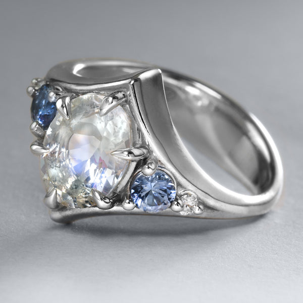 Special Moonstone And Sapphire Ring