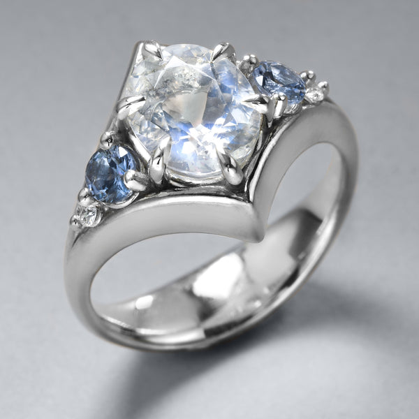 Special Moonstone And Sapphire Ring