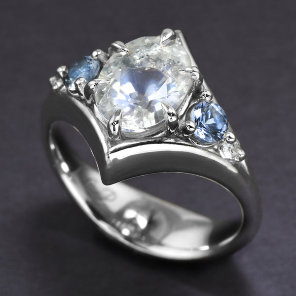 Special Moonstone And Sapphire Ring