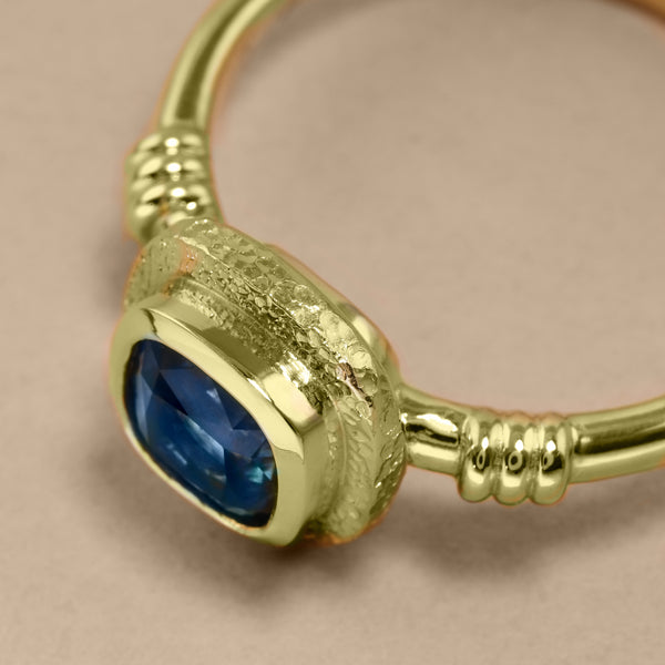 "Ring Of Antiquity" With Montana Sapphire