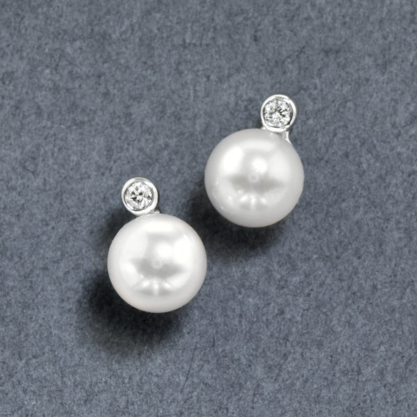 Pearl Studs With Diamonds