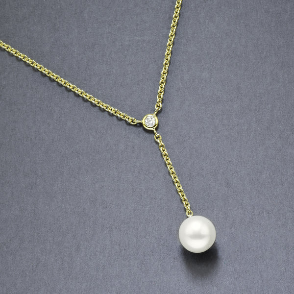 Pearl And Diamond "Y" Necklace