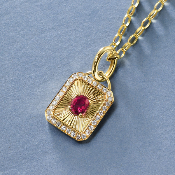 Ruby And Diamond Medallion In Gold