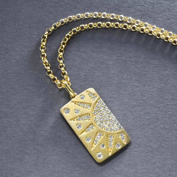 Rectangular Diamond Sunburst Pendant