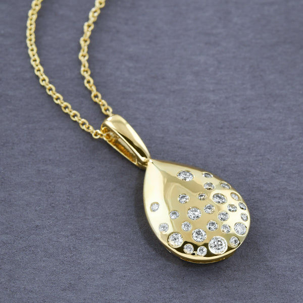 Diamond-Studded Droplet Pendant