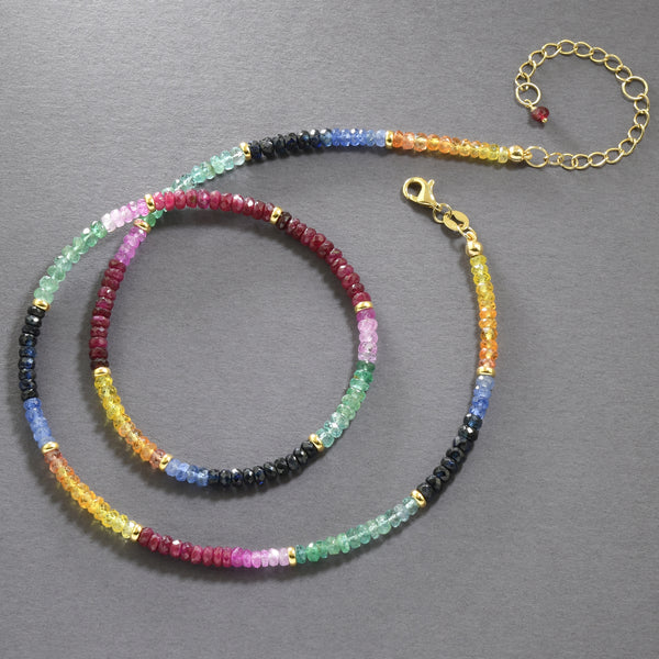 Multicolor Precious Gemstone Bead Necklace