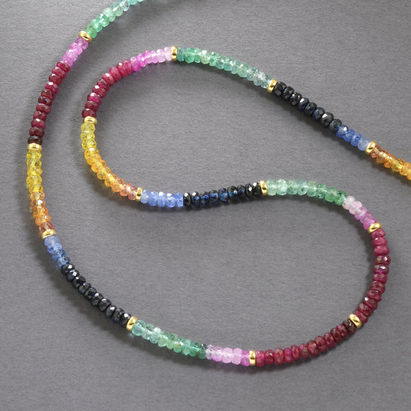Multicolor Precious Gemstone Bead Necklace