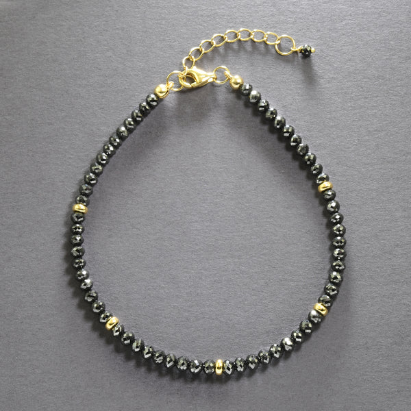 Black Diamond Beads In 18K Gold