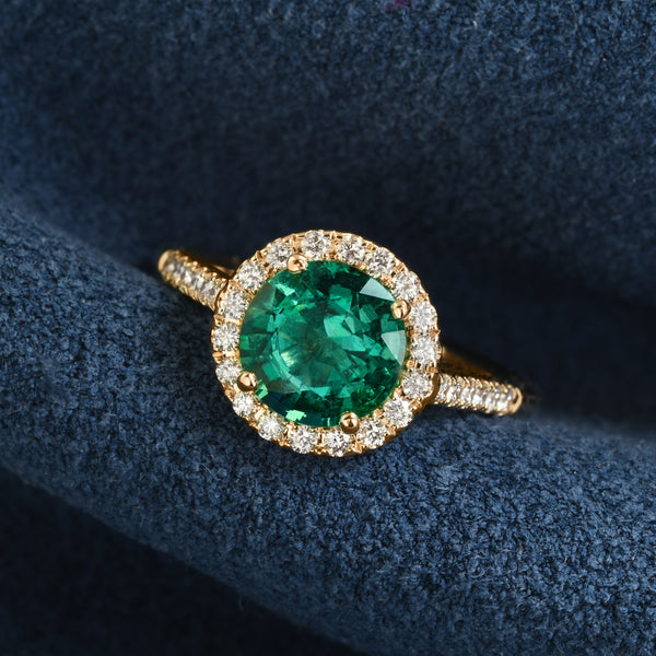 Big Emerald Halo Ring