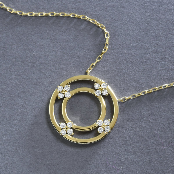 Diamond Floret Circle Pendant