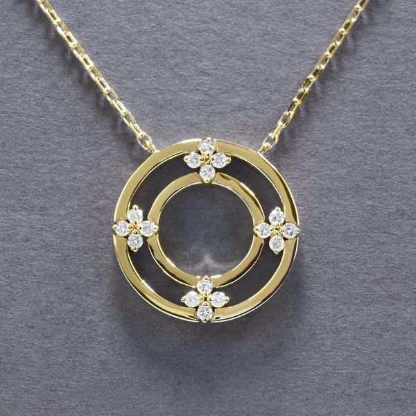 Diamond Floret Circle Pendant