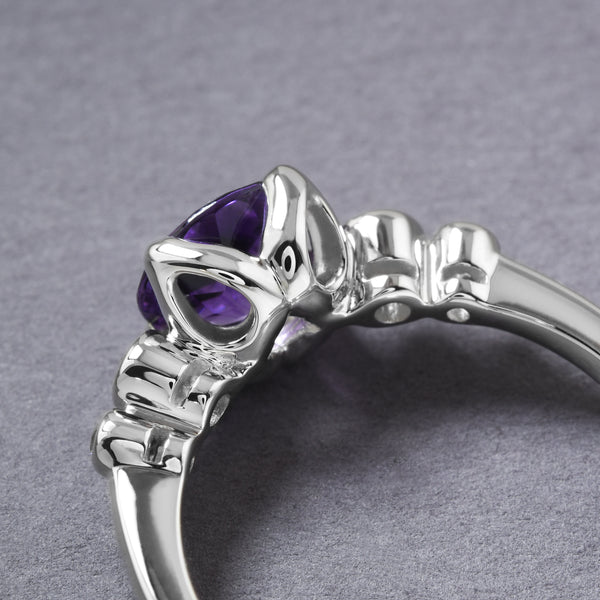 Sculpted Amethyst And Diamond Ring
