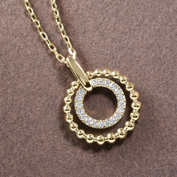Beaded Gold And Diamond Circle Pendant
