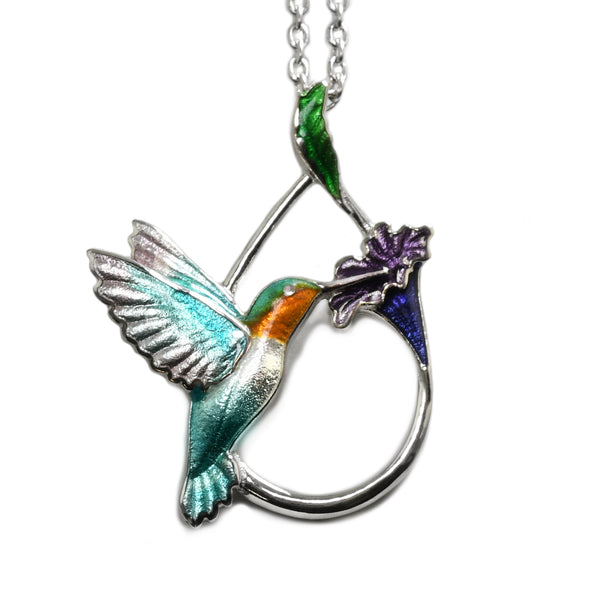 Enamel Hummingbird Pendant