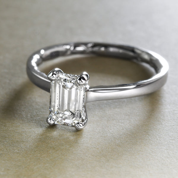 Sleek Emerald-Cut Diamond Solitaire