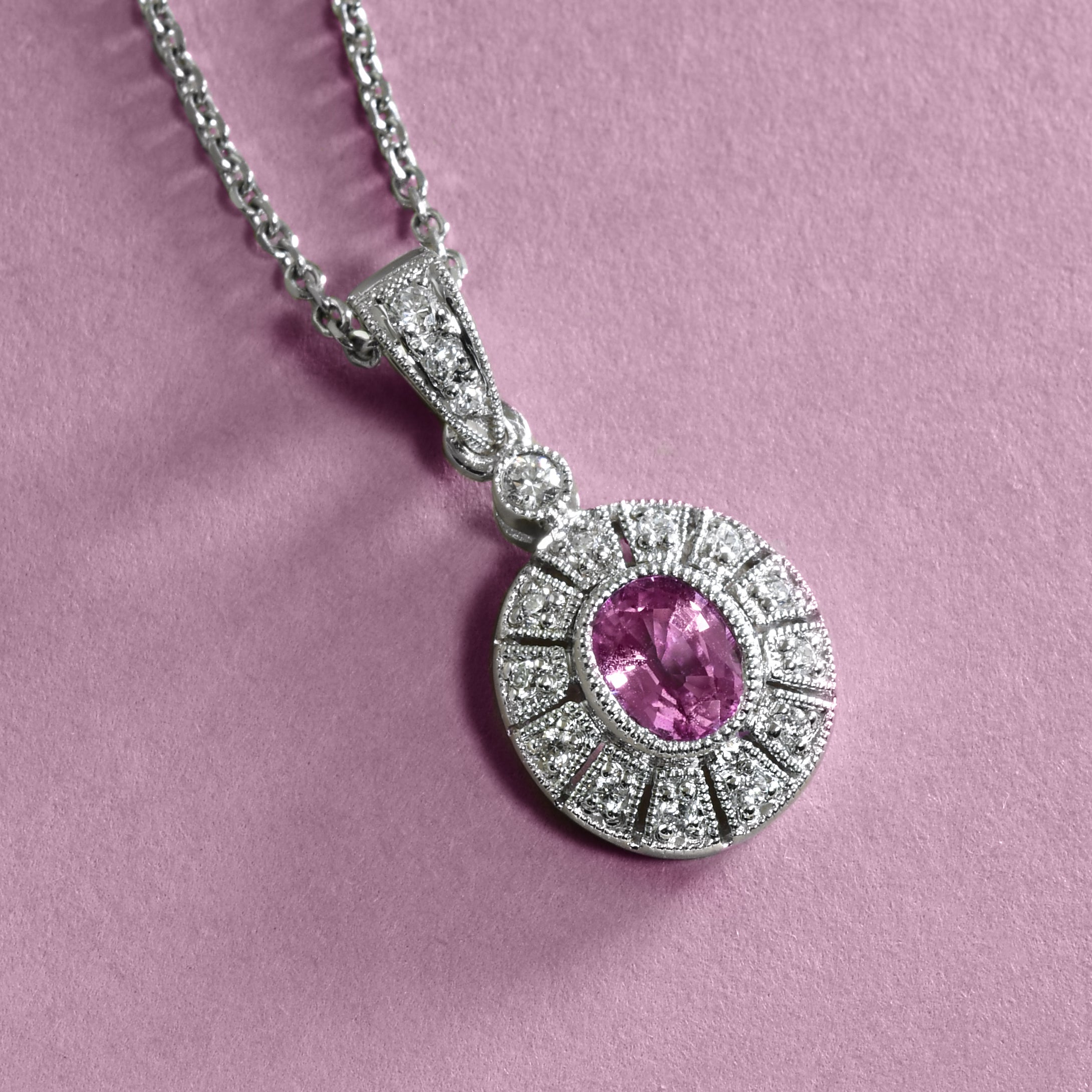 Pink and Purple Sapphire and Diamond Necklace