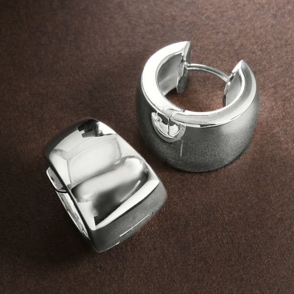 Wide Tapered Hoops In Silver