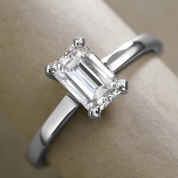 Sleek Emerald-Cut Diamond Solitaire