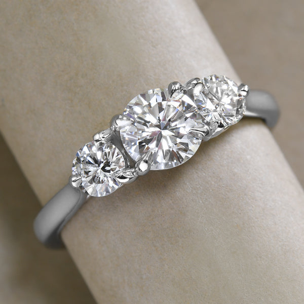Triple Diamond Ring In Platinum