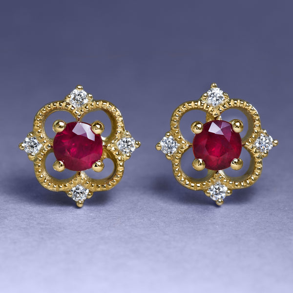 Ruby Crown Studs