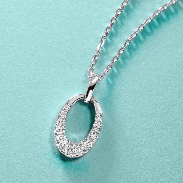 Oval Drop Pendant With Diamonds