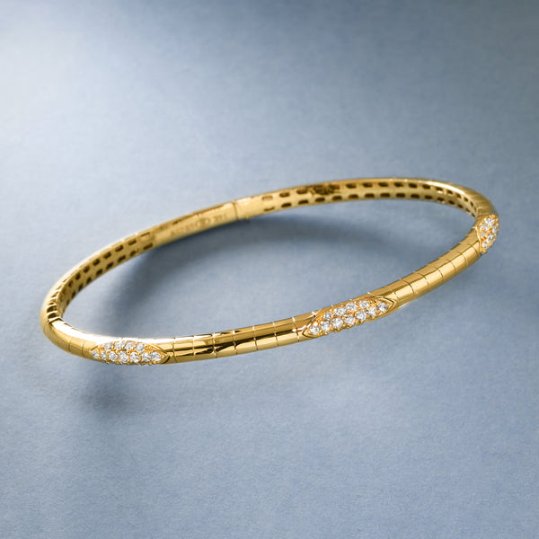Flexible Wide Station Bangle With Diamonds