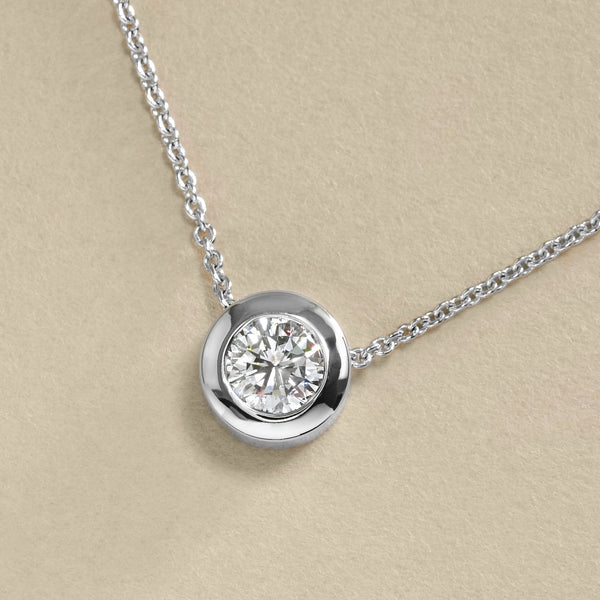 Classic Diamond Bezel Pendant In White Gold