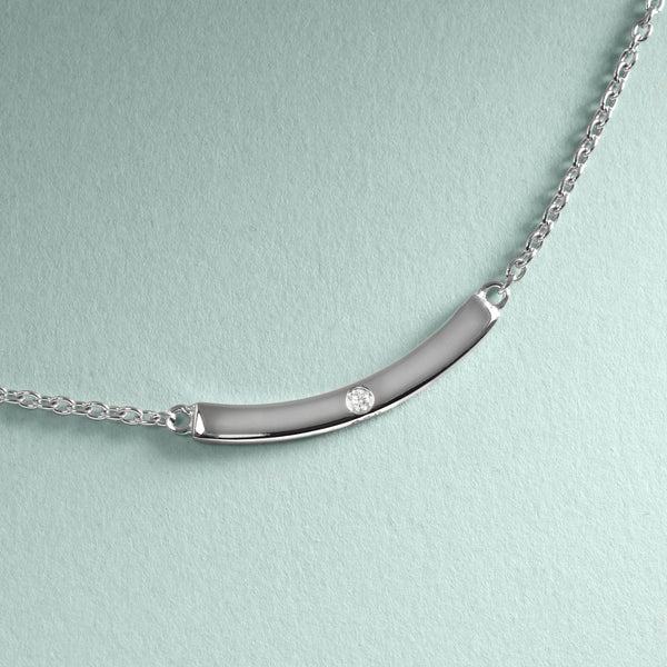 Silver Bar Pendant With A Diamond!