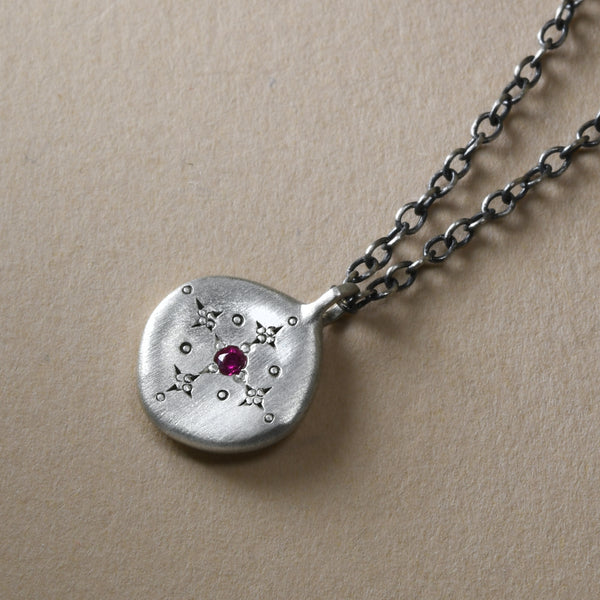 Handmade "New Moon" Ruby Charm Pendant