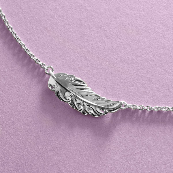Feather Necklace in Silver