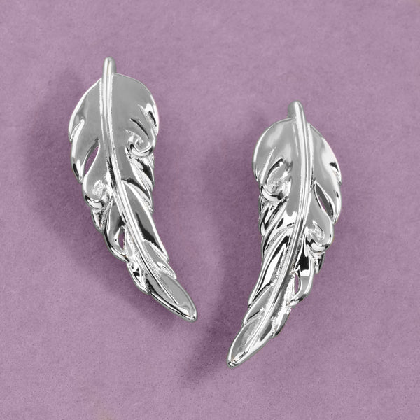 Feather Earrings in Silver