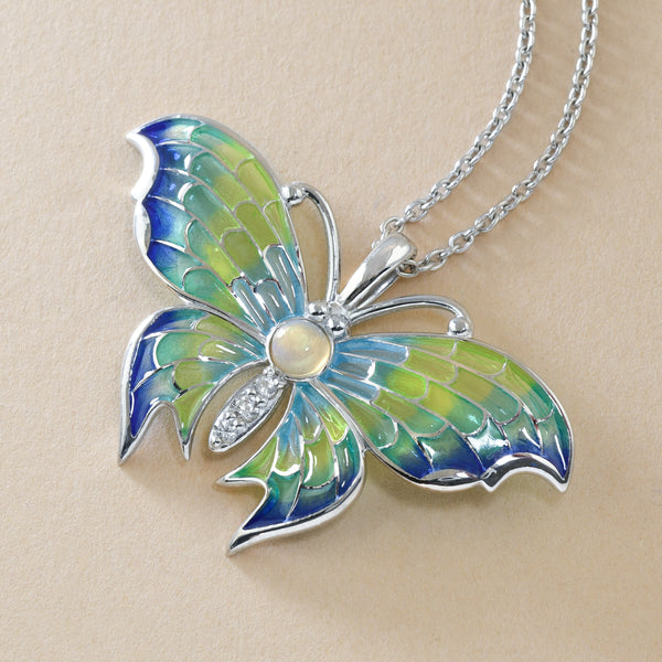 Gossamer Butterfly Pendant With Opal