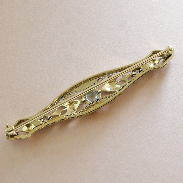 Antique Aquamarine And Diamond Brooch
