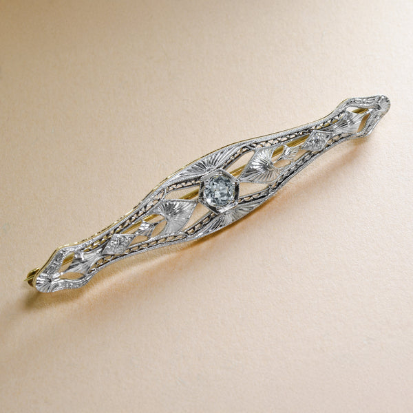 Antique Aquamarine And Diamond Brooch